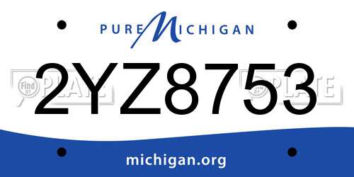 2YZ8753 Michigan License Plate