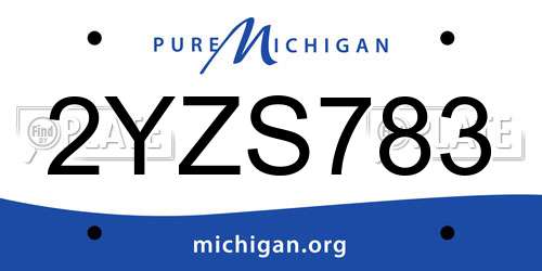 2YZS783 Michigan License Plate