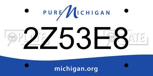 2Z53E8 Michigan License Plate