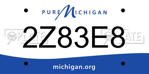 2Z83E8 Michigan License Plate
