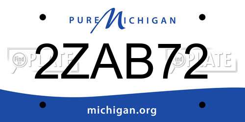 2ZAB72 Michigan License Plate