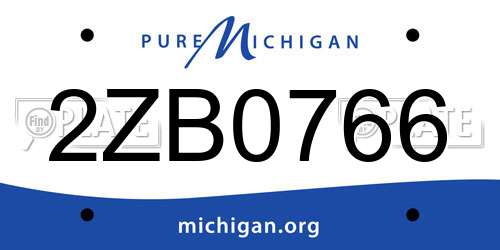 2ZB0766 Michigan License Plate