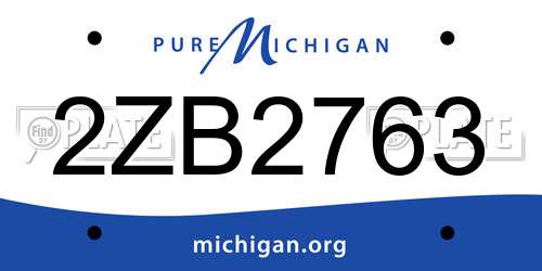 2ZB2763 Michigan License Plate