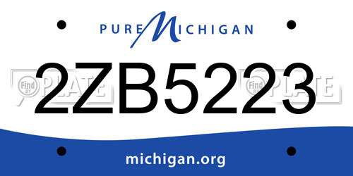 2ZB5223 Michigan License Plate