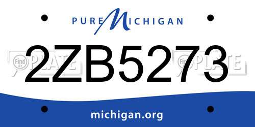 2ZB5273 Michigan License Plate