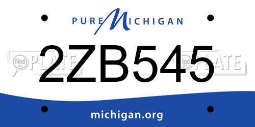 2ZB545 Michigan License Plate