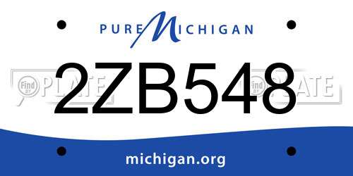 2ZB548 Michigan License Plate