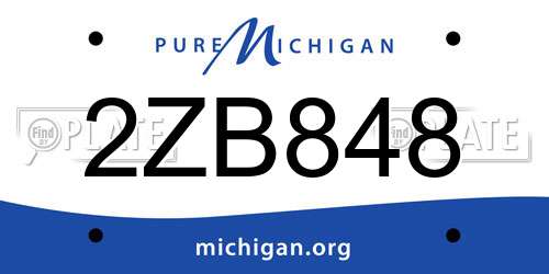 2ZB848 Michigan License Plate