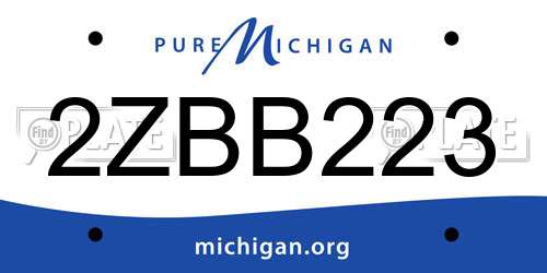 2ZBB223 Michigan License Plate