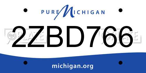 2ZBD766 Michigan License Plate