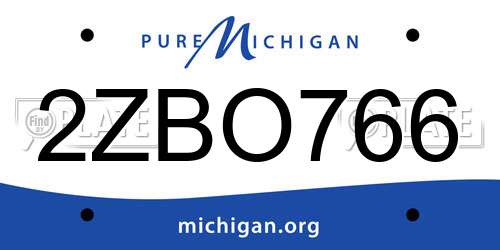 2ZBO766 Michigan License Plate