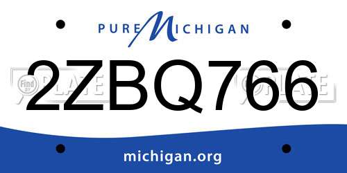 2ZBQ766 Michigan License Plate