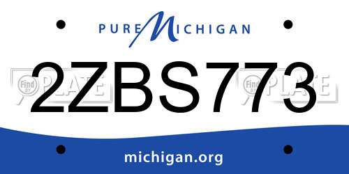 2ZBS773 Michigan License Plate