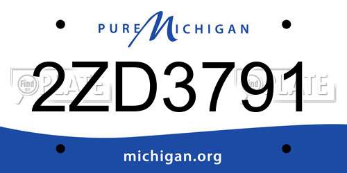 2ZD3791 Michigan License Plate