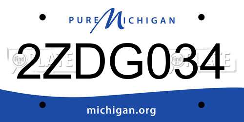 2ZDG034 Michigan License Plate