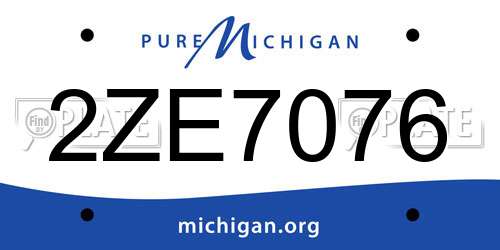 2ZE7076 Michigan License Plate