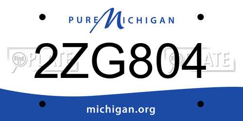2ZG804 Michigan License Plate