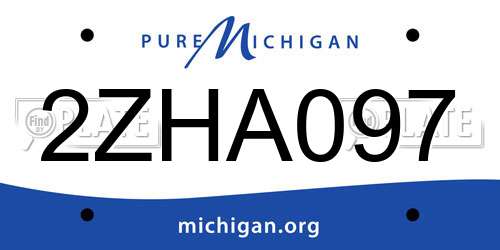 2ZHA097 Michigan License Plate