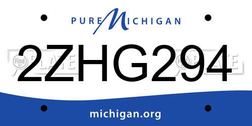 2ZHG294 Michigan License Plate