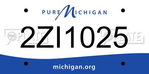 2ZI1025 Michigan License Plate