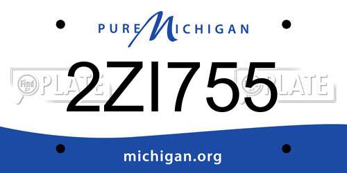 2ZI755 Michigan License Plate