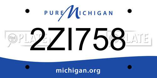 2ZI758 Michigan License Plate