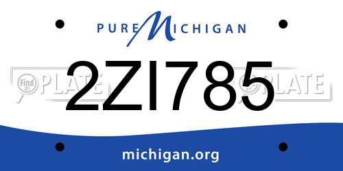 2ZI785 Michigan License Plate