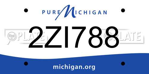 2ZI788 Michigan License Plate