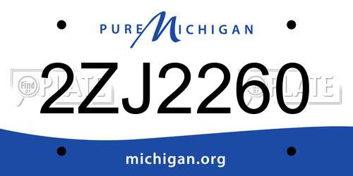 2ZJ2260 Michigan License Plate
