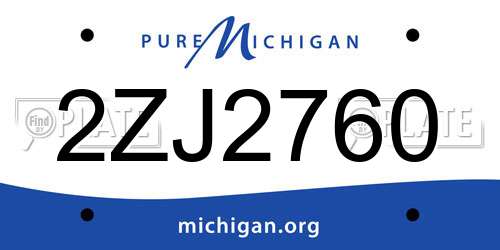 2ZJ2760 Michigan License Plate