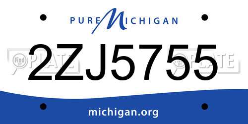 2ZJ5755 Michigan License Plate