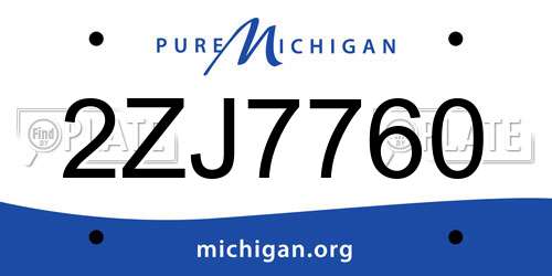 2ZJ7760 Michigan License Plate