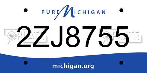 2ZJ8755 Michigan License Plate