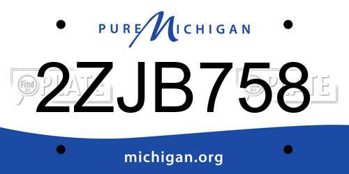 2ZJB758 Michigan License Plate