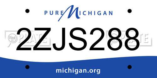 2ZJS288 Michigan License Plate