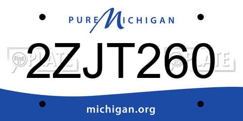 2ZJT260 Michigan License Plate