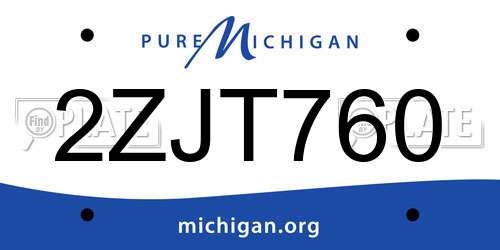 2ZJT760 Michigan License Plate