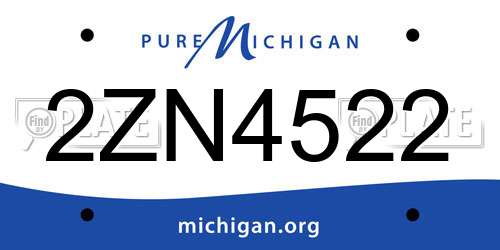 2ZN4522 Michigan License Plate