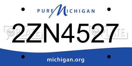 2ZN4527 Michigan License Plate