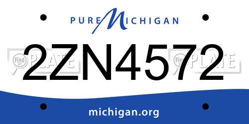 2ZN4572 Michigan License Plate