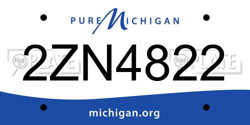 2ZN4822 Michigan License Plate