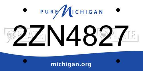 2ZN4827 Michigan License Plate