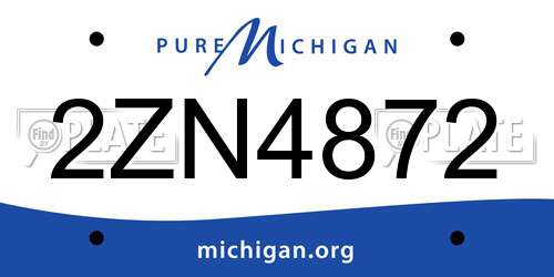 2ZN4872 Michigan License Plate
