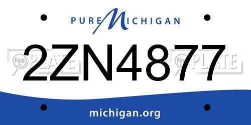 2ZN4877 Michigan License Plate