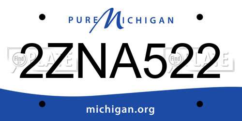 2ZNA522 Michigan License Plate