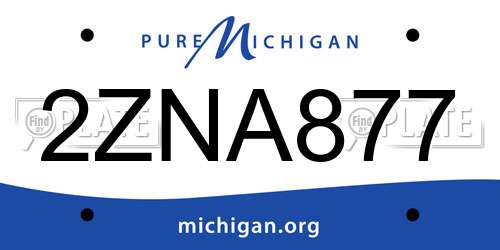 2ZNA877 Michigan License Plate