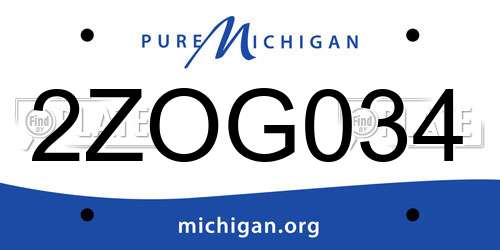 2ZOG034 Michigan License Plate