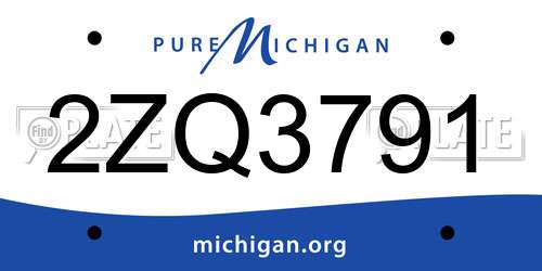 2ZQ3791 Michigan License Plate