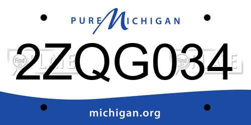 2ZQG034 Michigan License Plate