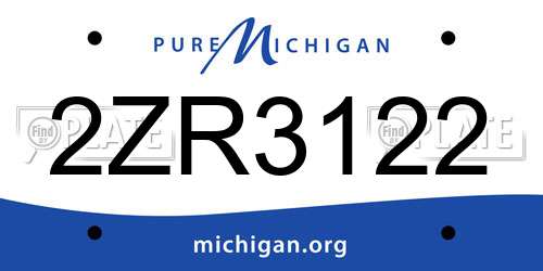 2ZR3122 Michigan License Plate